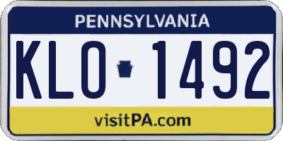 PA license plate KLO1492