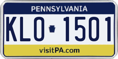 PA license plate KLO1501