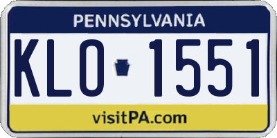 PA license plate KLO1551
