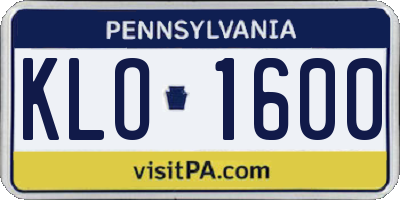 PA license plate KLO1600