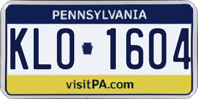 PA license plate KLO1604
