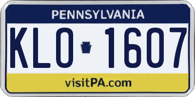 PA license plate KLO1607