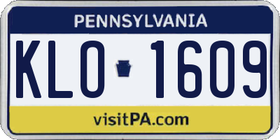 PA license plate KLO1609