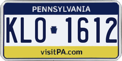 PA license plate KLO1612