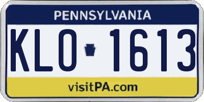 PA license plate KLO1613
