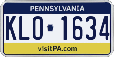 PA license plate KLO1634