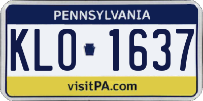 PA license plate KLO1637