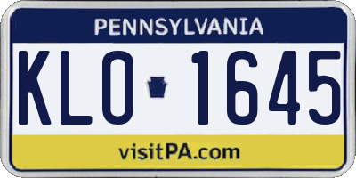PA license plate KLO1645