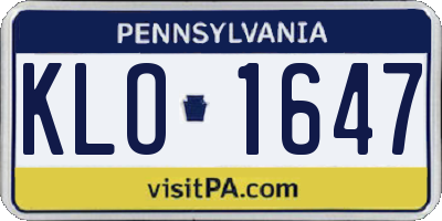 PA license plate KLO1647