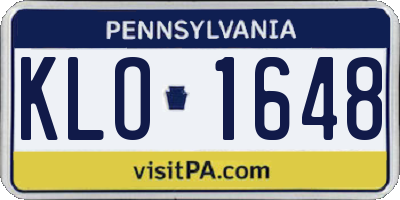 PA license plate KLO1648