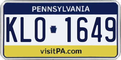 PA license plate KLO1649