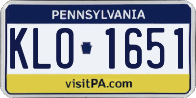 PA license plate KLO1651