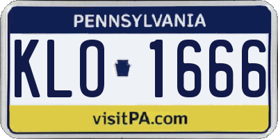 PA license plate KLO1666