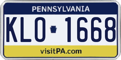 PA license plate KLO1668