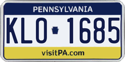PA license plate KLO1685