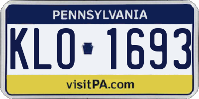 PA license plate KLO1693