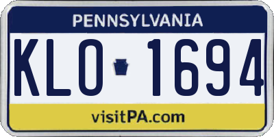 PA license plate KLO1694
