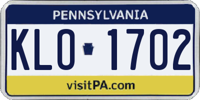 PA license plate KLO1702