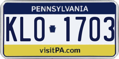 PA license plate KLO1703
