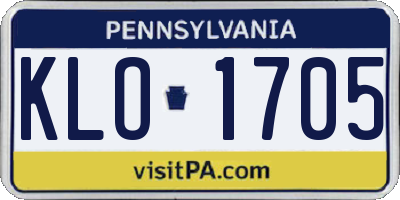 PA license plate KLO1705