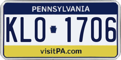 PA license plate KLO1706
