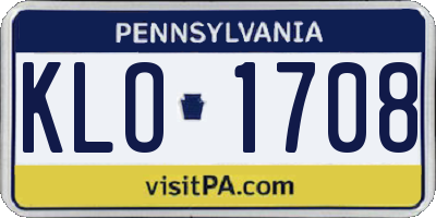 PA license plate KLO1708