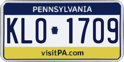 PA license plate KLO1709