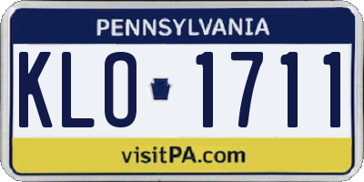 PA license plate KLO1711