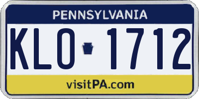 PA license plate KLO1712