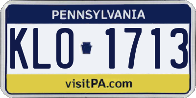 PA license plate KLO1713