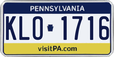 PA license plate KLO1716