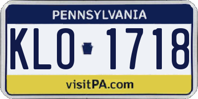 PA license plate KLO1718
