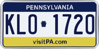 PA license plate KLO1720
