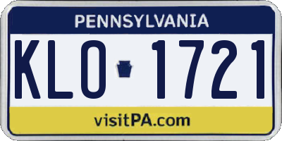 PA license plate KLO1721