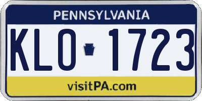 PA license plate KLO1723