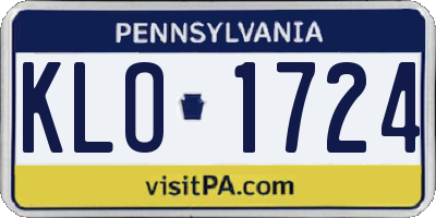 PA license plate KLO1724