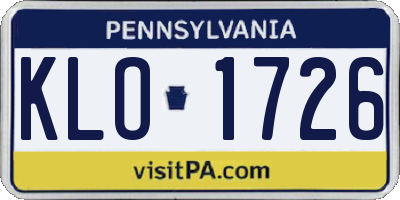 PA license plate KLO1726