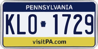 PA license plate KLO1729