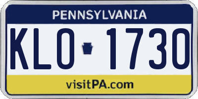 PA license plate KLO1730