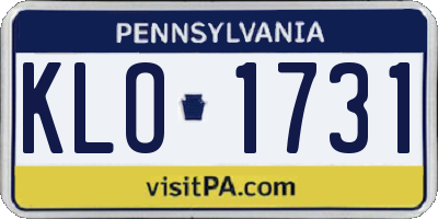 PA license plate KLO1731