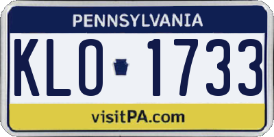 PA license plate KLO1733