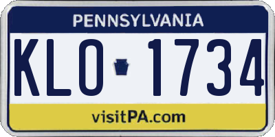 PA license plate KLO1734