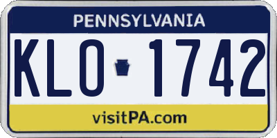 PA license plate KLO1742
