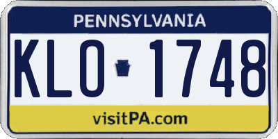 PA license plate KLO1748