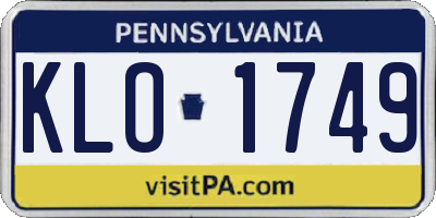 PA license plate KLO1749