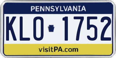 PA license plate KLO1752