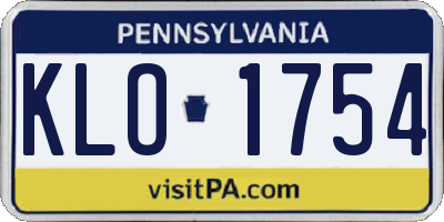 PA license plate KLO1754