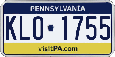 PA license plate KLO1755