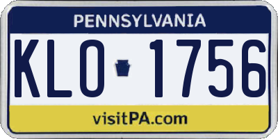 PA license plate KLO1756