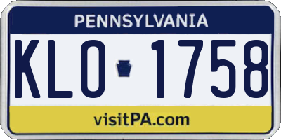 PA license plate KLO1758
